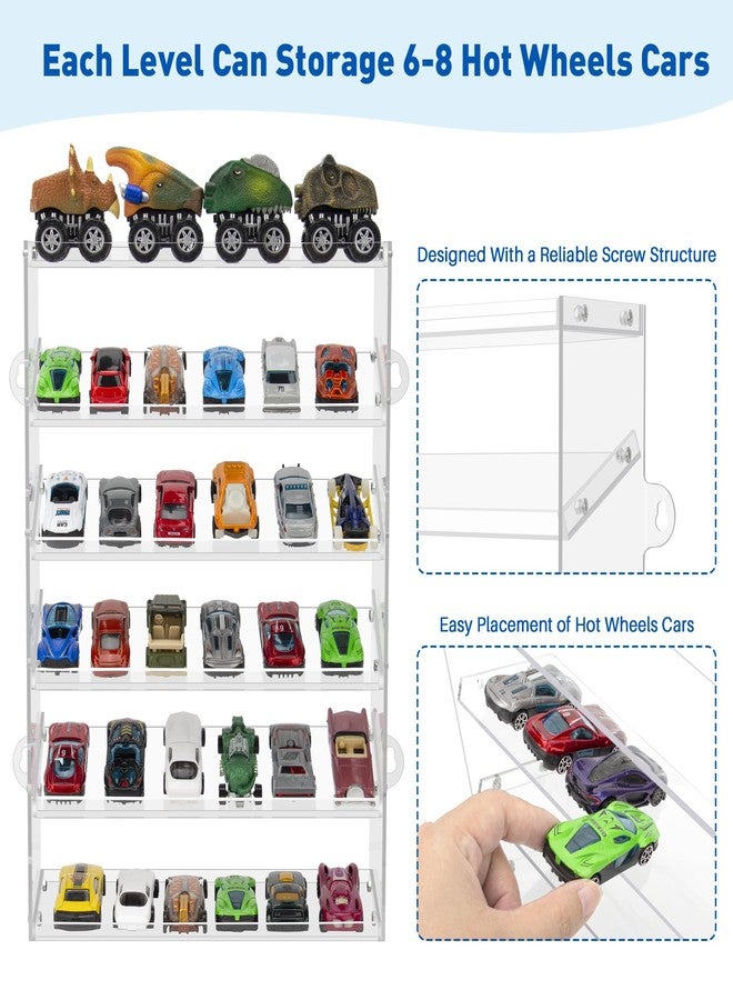كيسلان علبة عرض أكريليك شفافة لسيارات الألعاب وسيارات ماتشبوكس، علبة عرض سيارات ماتشبوكس بستة أرفف، علبة تخزين متينة لعرض 48 سيارة لعبة من سيارات ماتشبوكس (شفافة) - Image 3